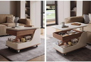 Stylish Movable Solid Wood Coffee Table with Wheels & Lift Top Multifunctional Space-Saving Design Side Table for Living Room |CJ08|