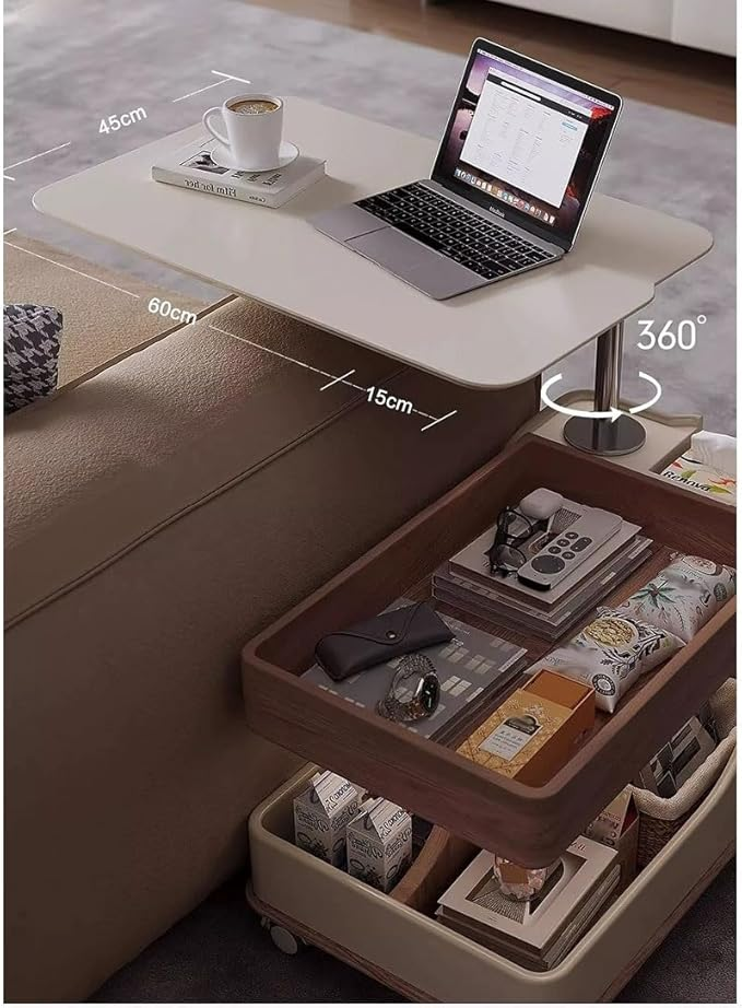 Stylish Movable Solid Wood Coffee Table with Wheels & Lift Top Multifunctional Space-Saving Design Side Table for Living Room |CJ08|