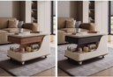 Stylish Movable Solid Wood Coffee Table with Wheels & Lift Top Multifunctional Space-Saving Design Side Table for Living Room |CJ08|