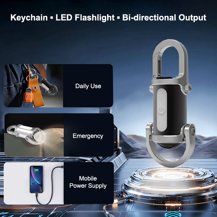Keychain Flashlight Compact Bi-Directional LED with Fast Charging & Emergency SOS