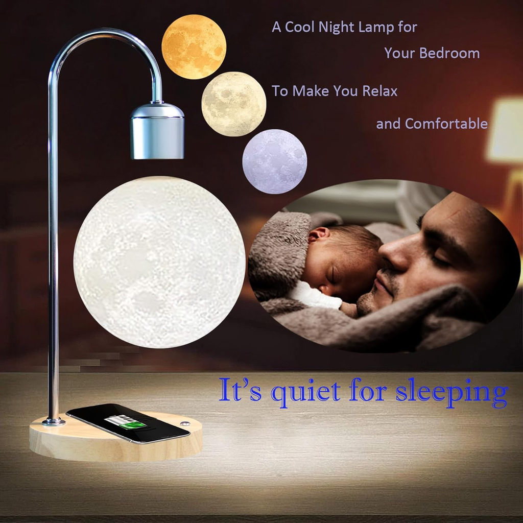 Levitating Moon Lamp: Smart 3D Printed Magnetic LED Night Light Base Table Lamp