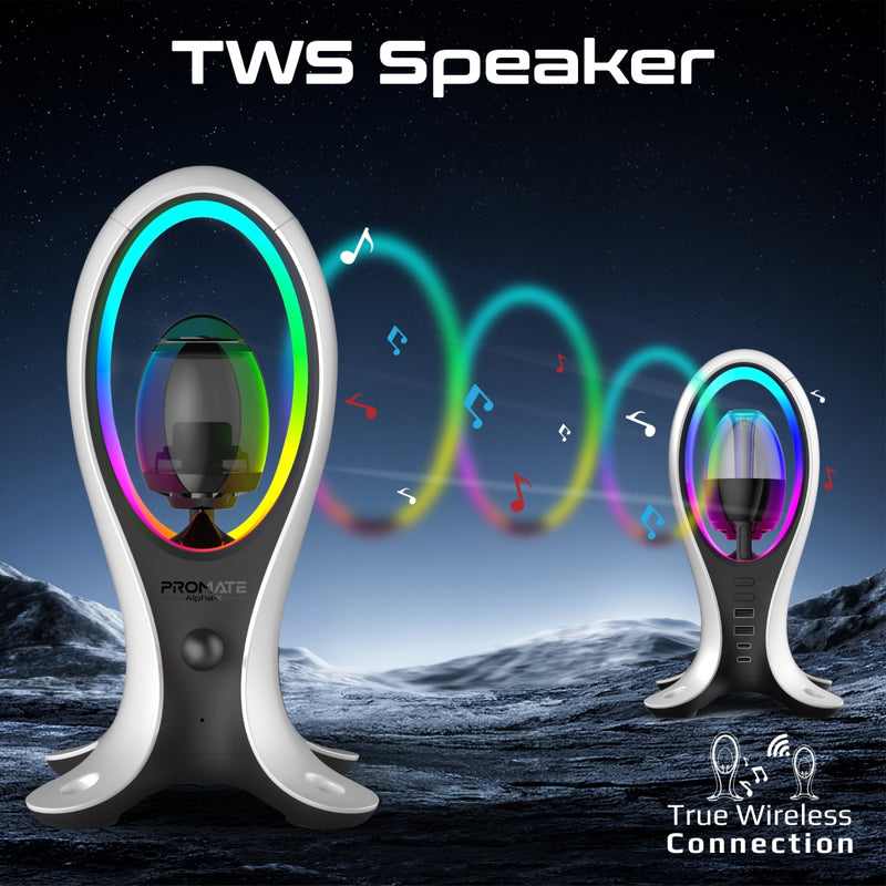 Promate Dynamic High Fidelity Dual Mode RGB Speaker with 4 in 1 Multifunctional Headphone Stand & USB Hub |Alpha-X|