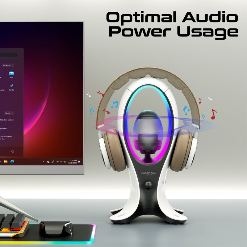 Promate Dynamic High Fidelity Dual Mode RGB Speaker with 4 in 1 Multifunctional Headphone Stand & USB Hub |Alpha-X|