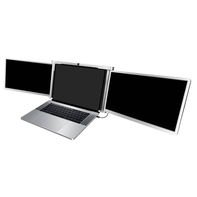 Powerology Dual Screen Portable Monitor 13.3" to 17.3" Laptops, Single Wire Connection, Windows & Mac Compatibility - Silver |PDSLM13|