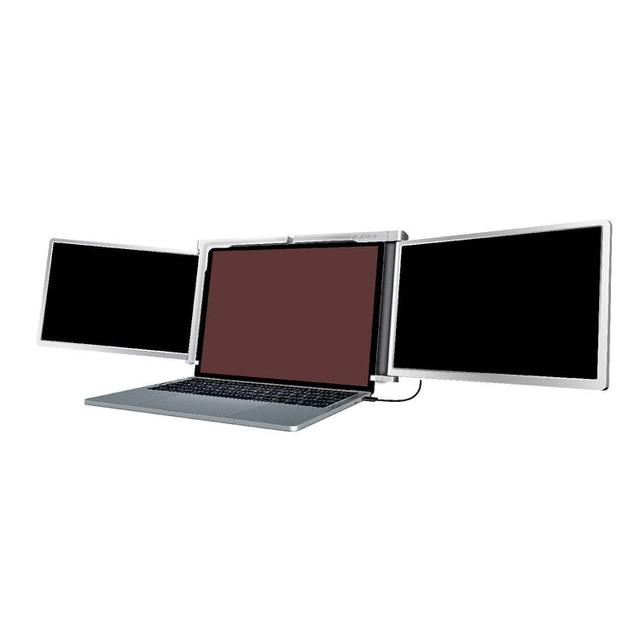 Powerology Dual Screen Portable Monitor 13.3" to 17.3" Laptops, Single Wire Connection, Windows & Mac Compatibility - Silver |PDSLM13|