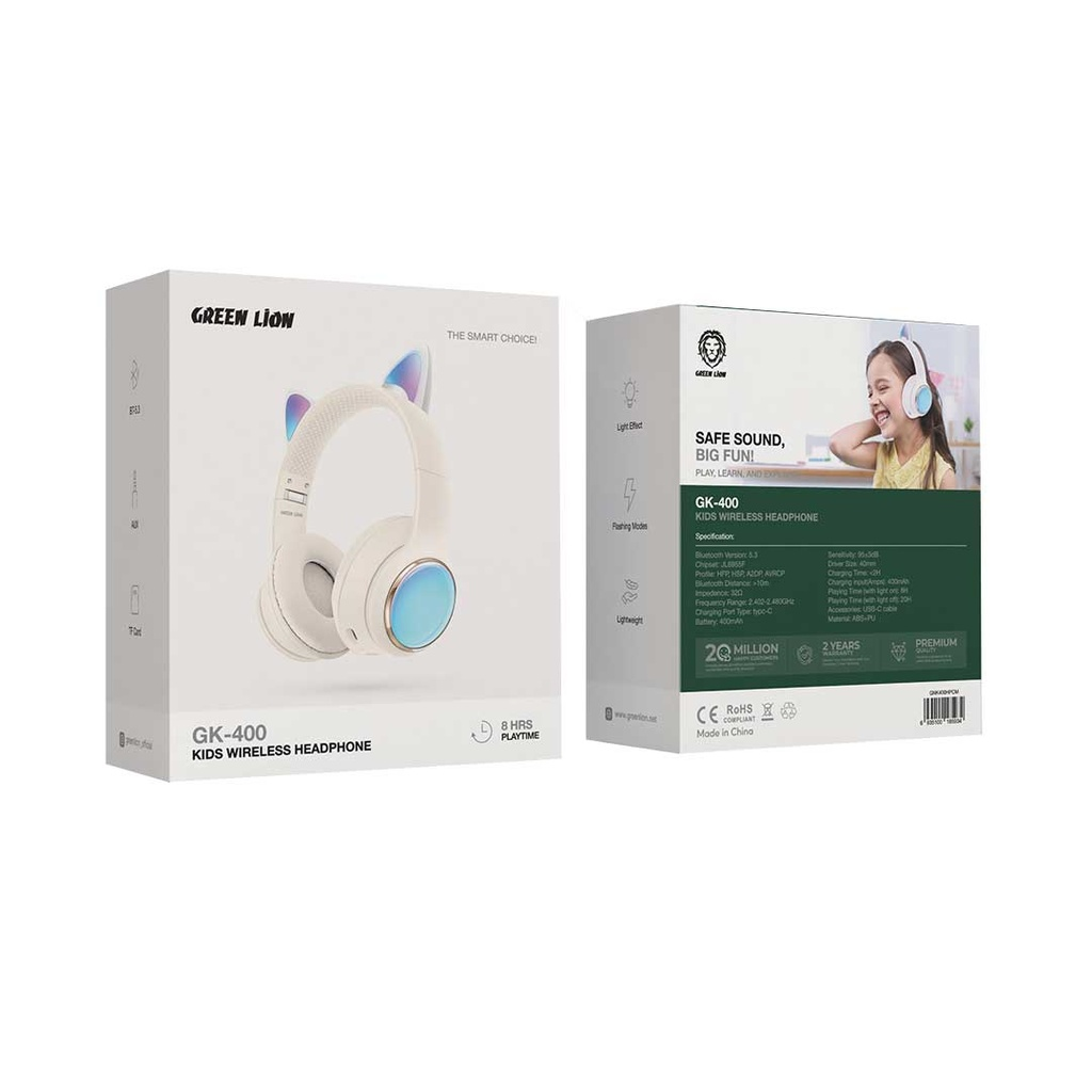 Green Lion GL-400 Lightweight 400mAh Kids Wireless Head Phone |GNK400H|