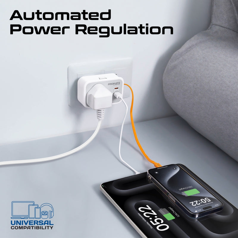 Promate VersaSocket Multi-Function AC Socket Charger with Built-In 20W PD USB-C Cable |VersaSocket|