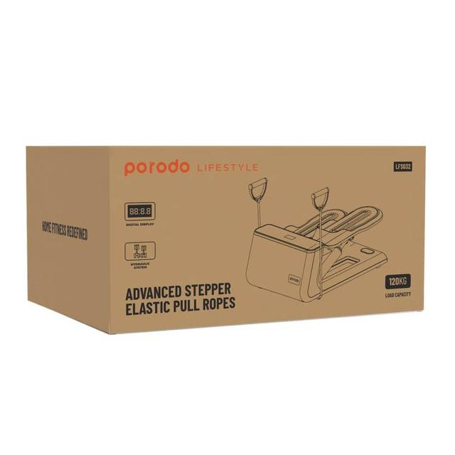 Porodo Lifestyle Mini Stepper Machine Full-Body Workout with Ropes 120Kg Capacity Digital Display |PD-LFST032-BK|