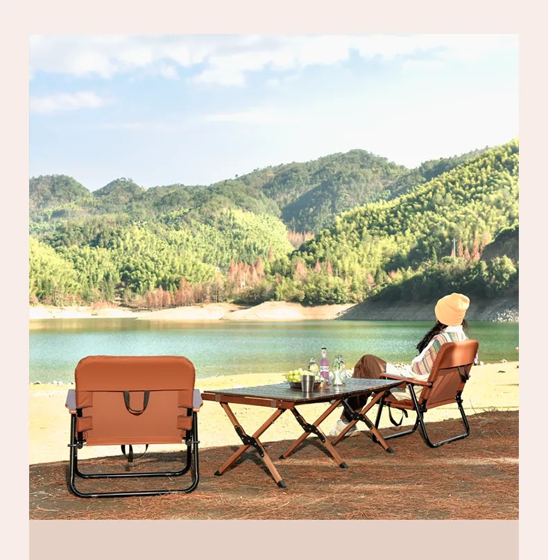 Porodo Lifestyle Outdoor Folding Cushioned Chair Portable Sturdy and Reliable for Camping- Brown |PD-LFST007-BR|