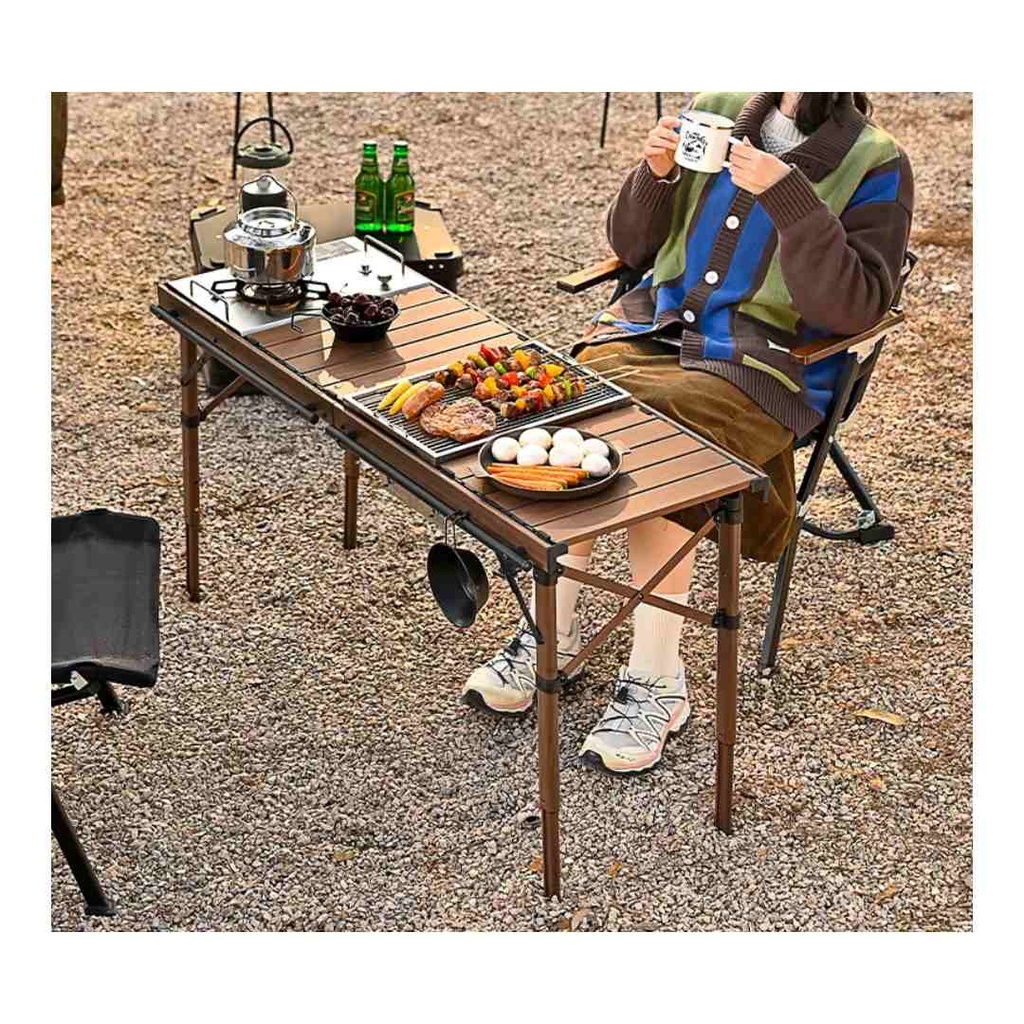 Porodo Lifestyle Portable Grill and Gas Stove Station, Camping Table with Stove and Mesh |PD-LFST005-BR|
