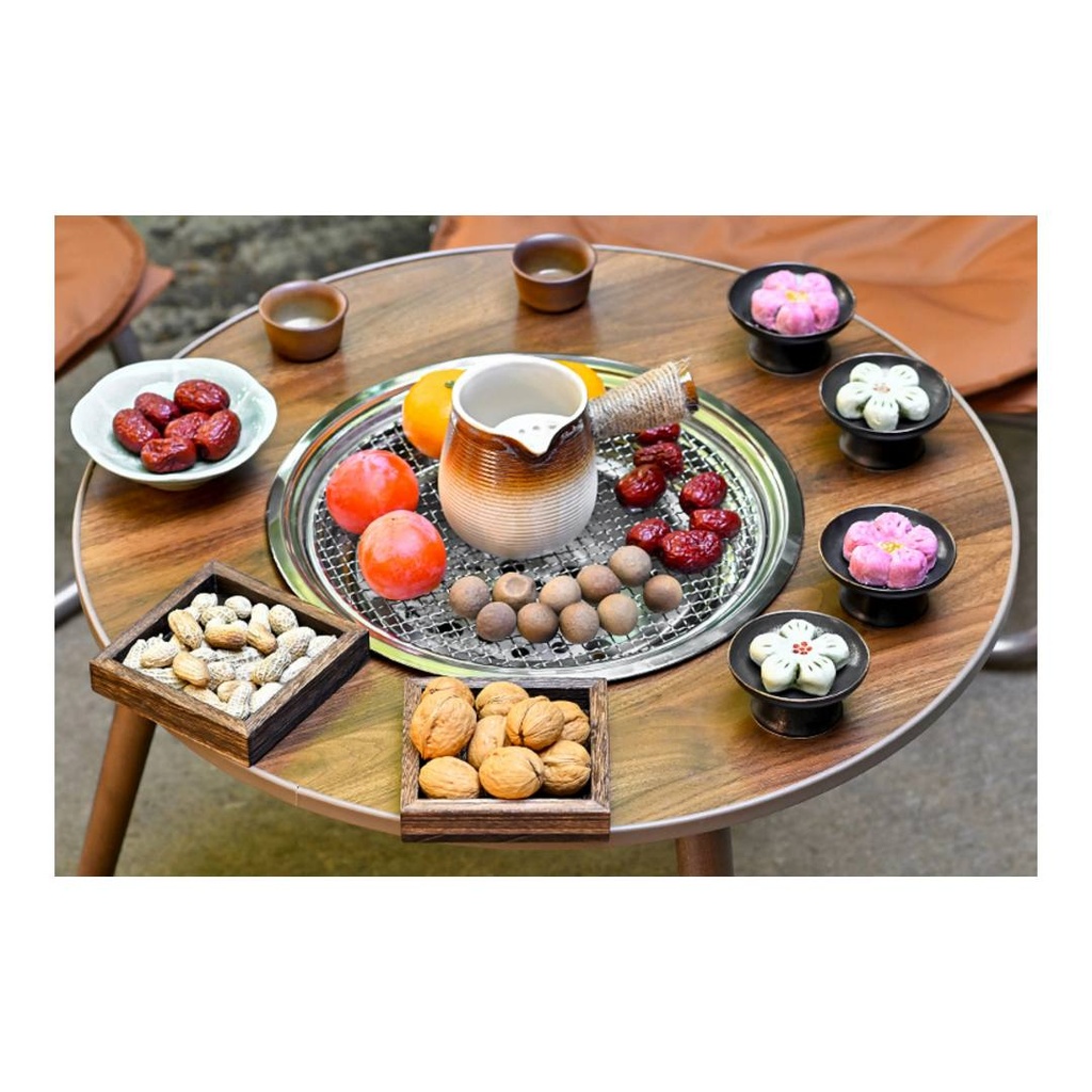 Porodo Lifestyle Multipurpose Tabletop Grill, Camping Round Table - Brown |PD-LFST006-BR|