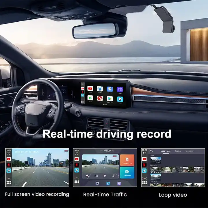 Android Smart Dash Cam 1080p Resolution Built-in GPS and 4G SIM Wireless CarPlay Android Auto |CPC200-Tbox AR|