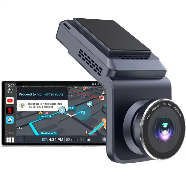Android Smart Dash Cam 1080p Resolution Built-in GPS and 4G SIM Wireless CarPlay Android Auto |CPC200-Tbox AR|