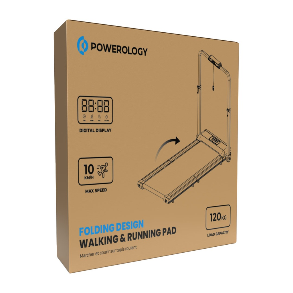 Powerology Folding Design Walking and Running Pad - Black |PFTRDMLBK|