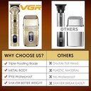 VGR 2 in 1 Professional Hair Trimmer and Shaver Set Waterproof Cordless Electric Razor & Beard Trimmer for Men |V-649|