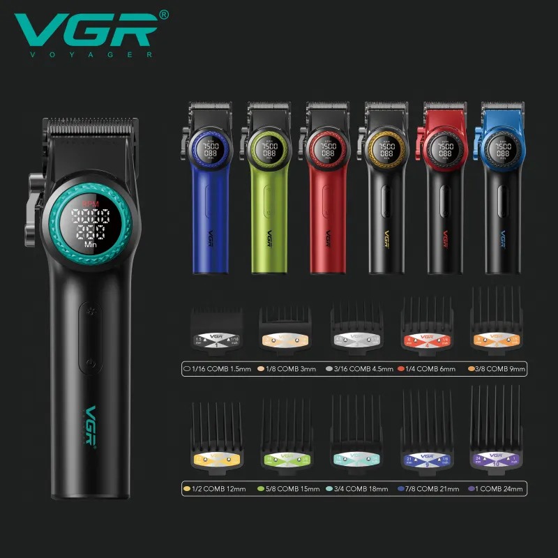 VGR 001 Professional Hair Clippers for Men Cordless Barber Clippers with Carbon Steel Blades 9000RPM LED Display for Precise Hair Cutting |V-001|