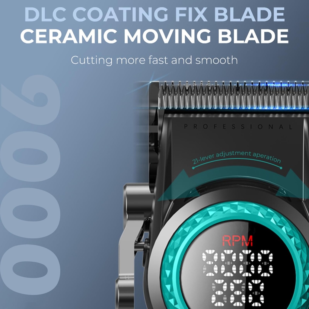 VGR 001 Professional Hair Clippers for Men Cordless Barber Clippers with Carbon Steel Blades 9000RPM LED Display for Precise Hair Cutting |V-001|