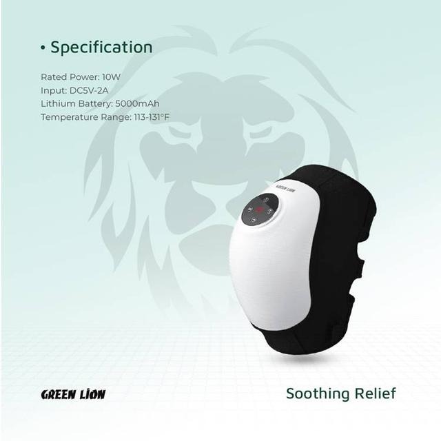 Green Lion Joint Massager 9500RPM Motor 3 Therapy Modes Heating & Vibration 5000mAh Battery 113-131°F Temperature Range |GNJNTMSGWH|