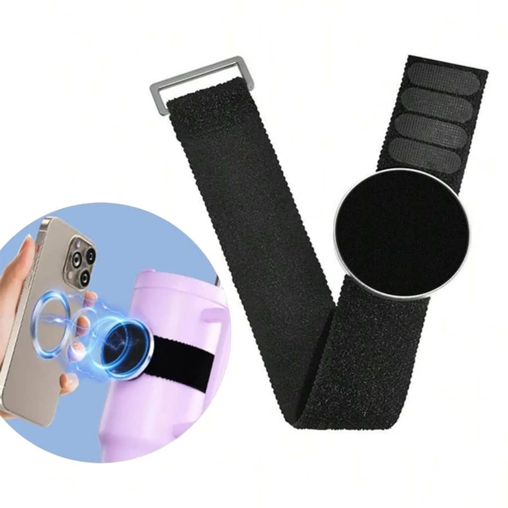 7MD Tumbler Magnetic Phone Holder with 14" Adjustable Strap – Black and Silver |7MD264|