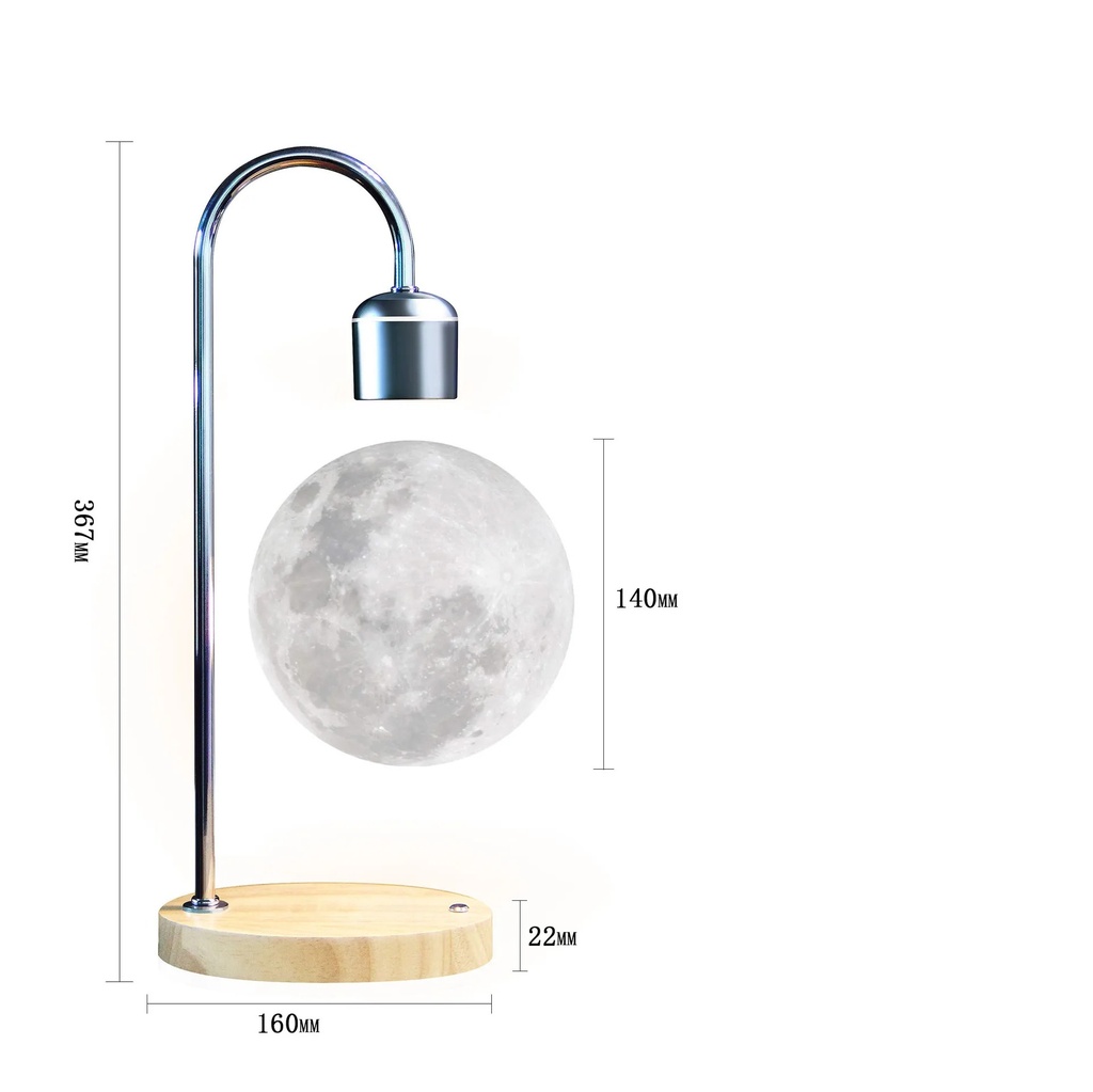 Levitating Moon Lamp: Smart 3D Printed Magnetic LED Night Light Base Table Lamp