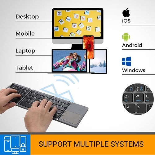7MD Small Lightweight Tri-Fold Magnetic Suction Touch 64 Keys Keyboard |7MD2442|