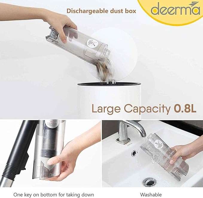 Deerma 2-in-1 Handheld Vacuum Cleaner 800ml Large Capacity Dust Bin 15kPa Suction Force Pinhole Stainless Steel Filter 4 Layer HEPA Filtration Multifunctional Upright Vacuum Cleaner 600W |DX600|