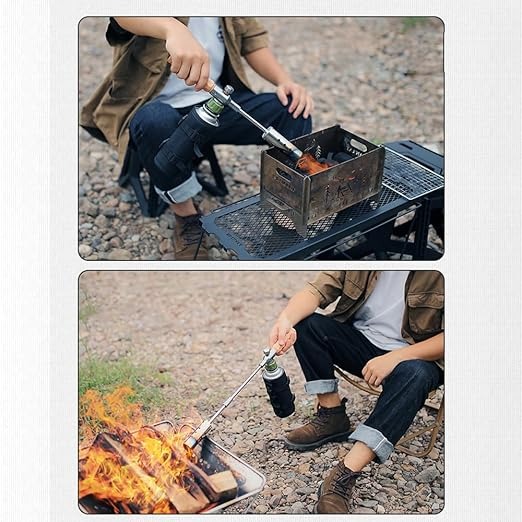 TakuMurano Wood Handle Camping Detachable Gas Torch High Power Outdoor Flamethrower for BBQ & Charcoal Burning |TC-PQ-101|