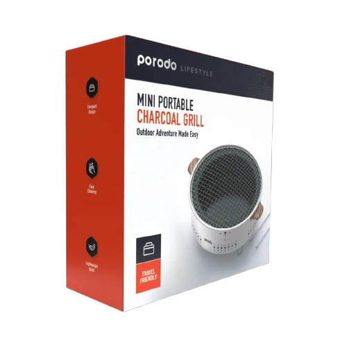 Porodo Lifestyle Camping Mini Portable Outdoor Round BBQ/Charcoal Grill - Light Brown |PD-LCMORG-LTBR|