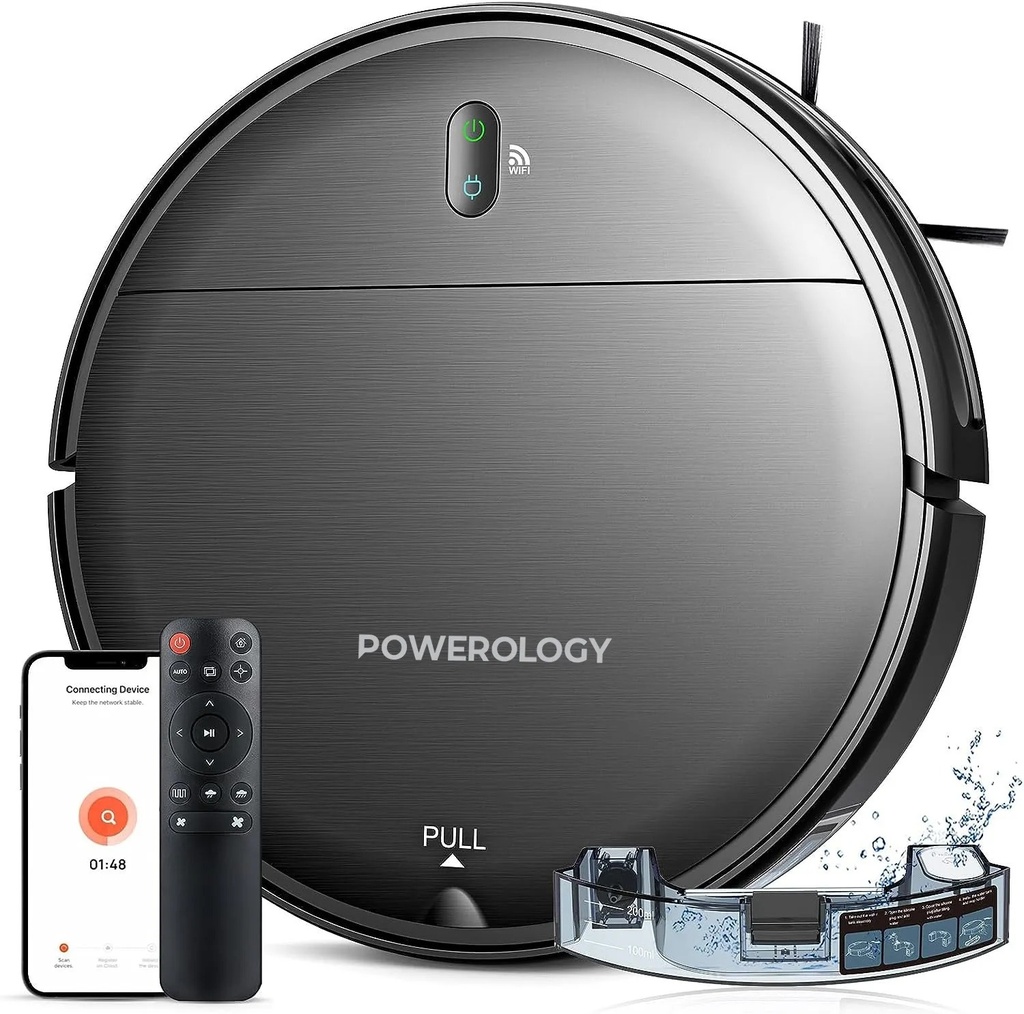 Powerology Smart RoboVac with Vacuum & Mop 2000Pa Suction and Precise Navigation |PP058||PPBCHA58|