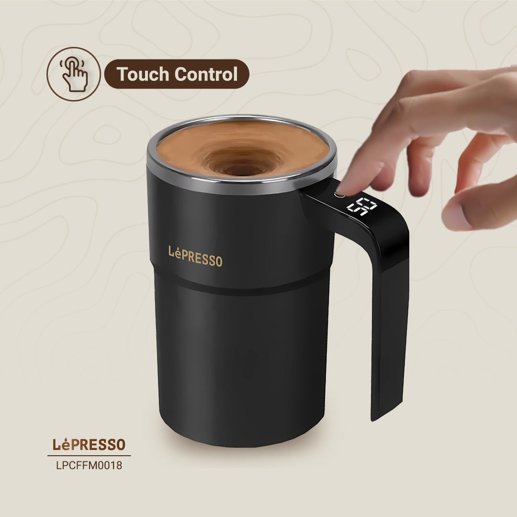LePresso Stirmagic Auto Stirring Mug Type-C Charging Port Touch Control 304 Stainelss Steel  - Black |LP018||LPCFFM0018|