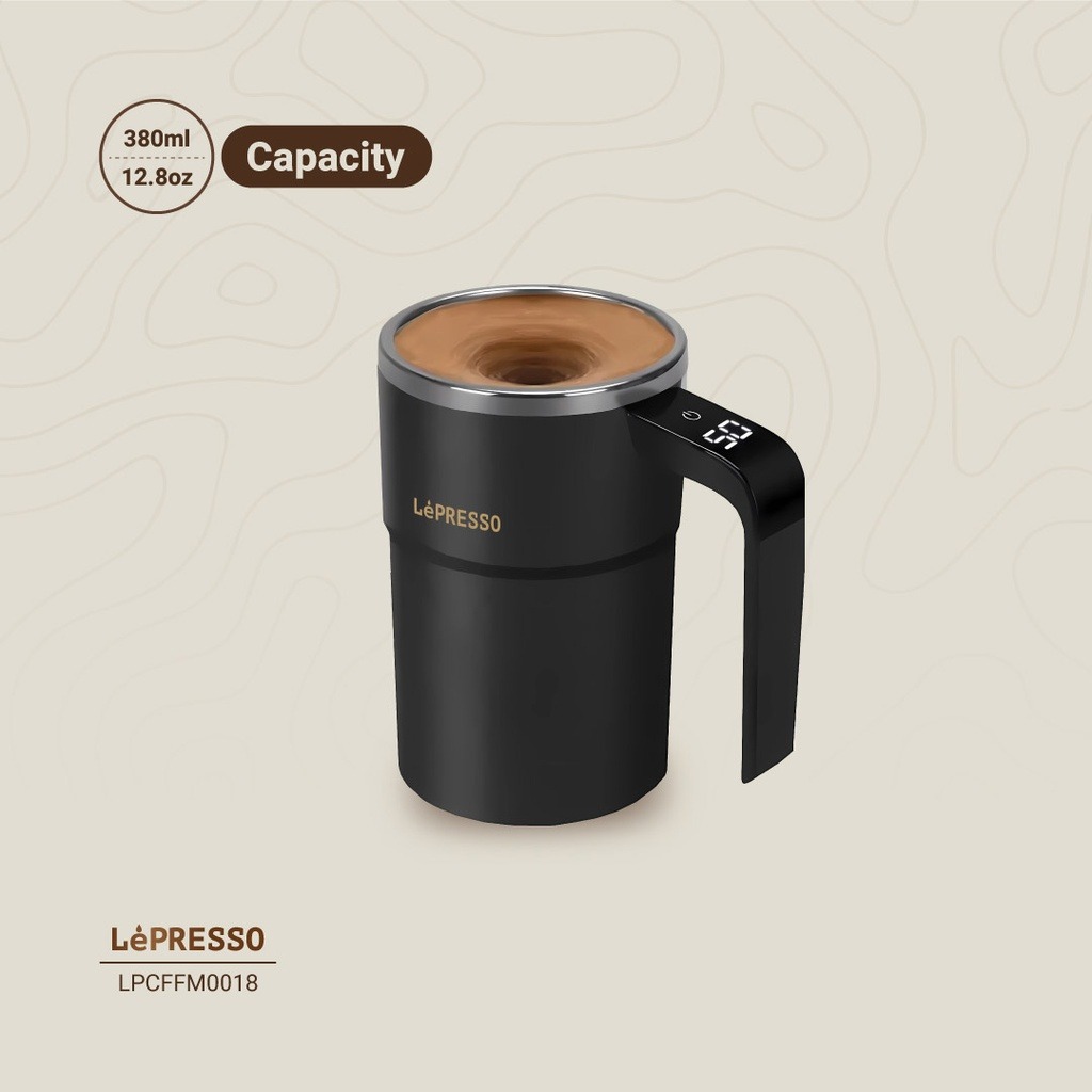 LePresso Stirmagic Auto Stirring Mug Type-C Charging Port Touch Control 304 Stainelss Steel  - Black |LP018||LPCFFM0018|