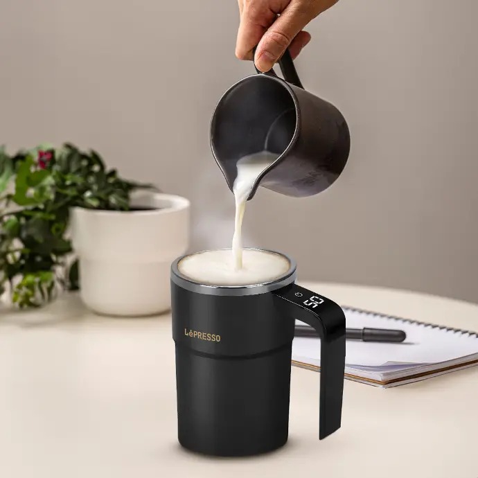 LePresso Stirmagic Auto Stirring Mug Type-C Charging Port Touch Control 304 Stainelss Steel  - Black |LP018||LPCFFM0018|