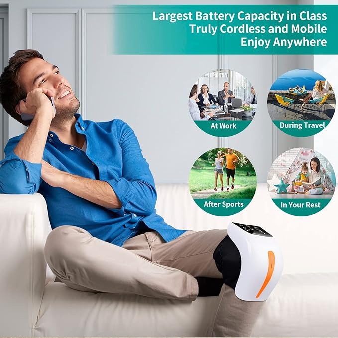 7MD Knee Massager 3000mAh Battery with Soothing Heat Red Light Therapy & Deep Vibration Relief!