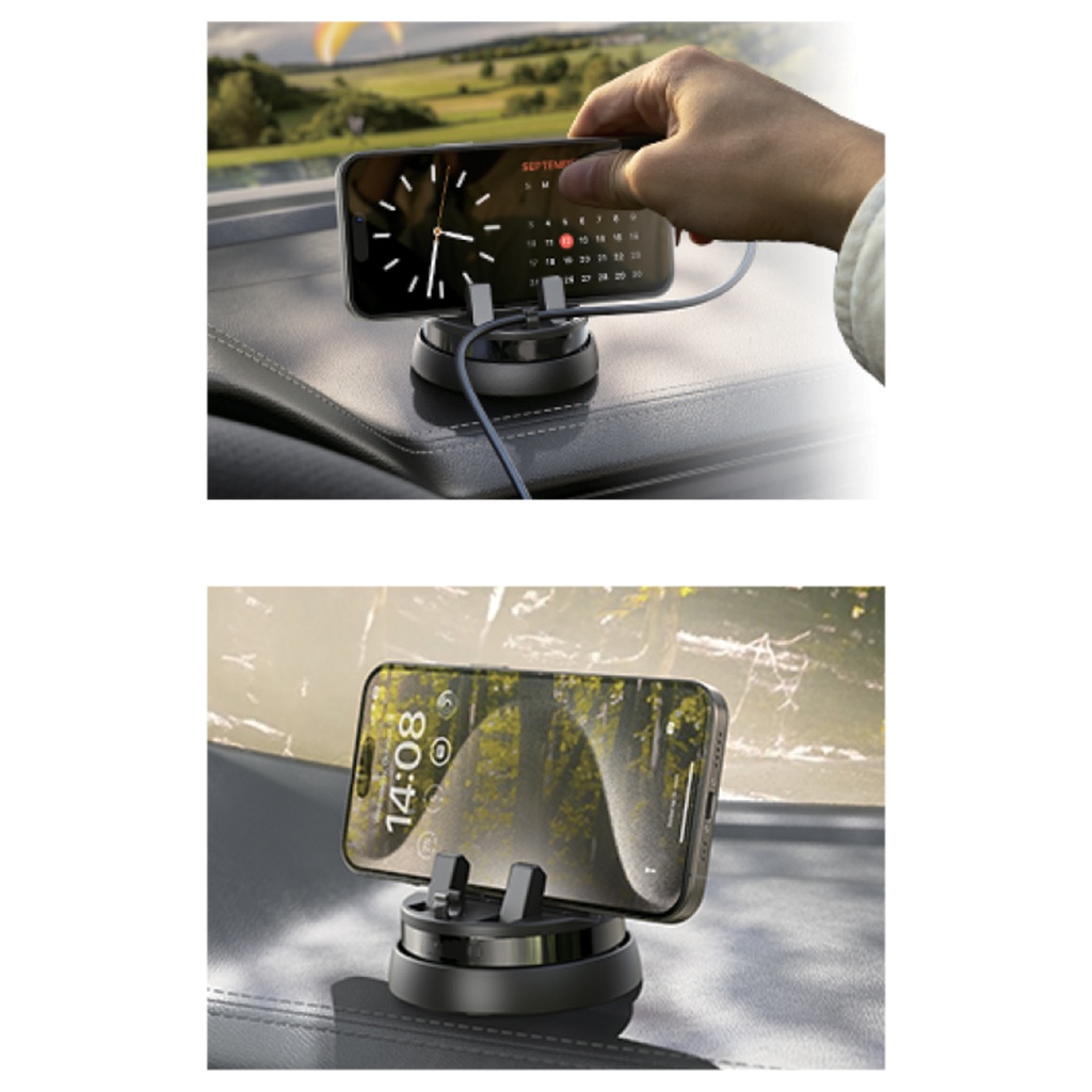 7MD 360° Rotation Car Mount Heat Resistant Nano Glue Secure Automatic Locking