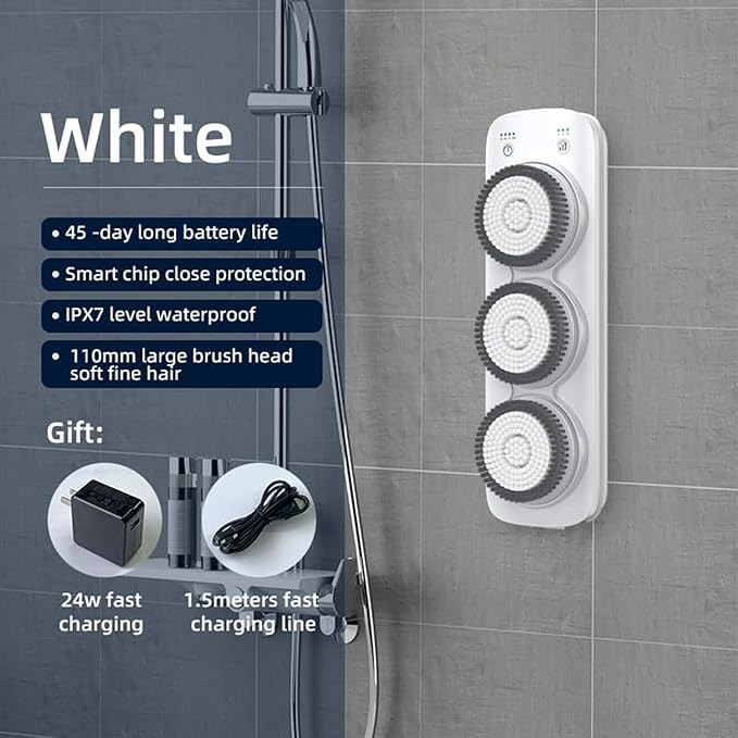 AI Wall Mounted Smart Bath Machine Waterproof Electric Shower Brush for Deep Cleansing & Massage