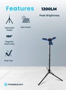 Powerology 2600mAh Camping Light with Tripod Stand 4 Modes Magnetic Head IPX4 Waterproof and Solar Charging |PWCSFTLDL|