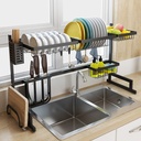 Black 65/85cm Stainless Steel Kitchen Dish Rack U Shape Sink Drain Rack Two layers Kitchen Organizer Shelf Storage Holder