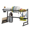 Black 65/85cm Stainless Steel Kitchen Dish Rack U Shape Sink Drain Rack Two layers Kitchen Organizer Shelf Storage Holder