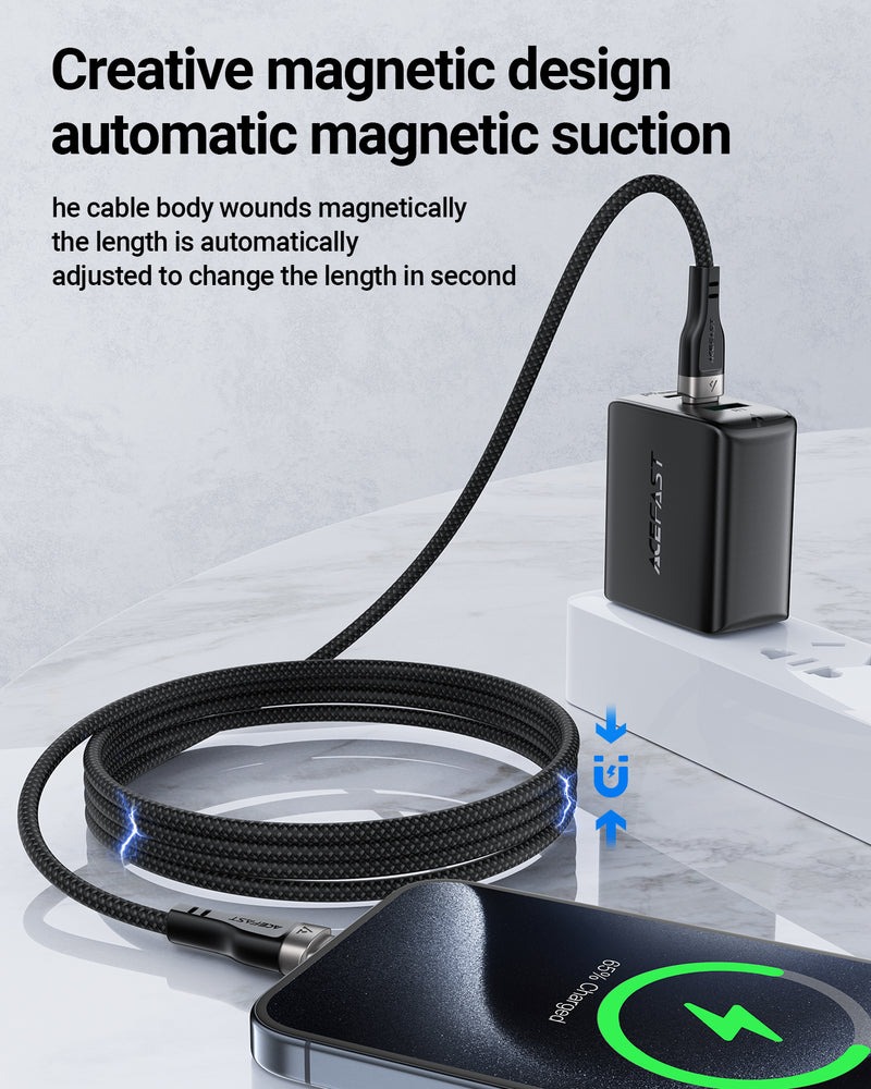 ACEFAST High Power 60W 1.2m Anti-Tangle Magnetic USB-C to USB-C Fast Charging Data Cable |C11-03|