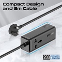 Promate 65W GaNFast Multi Port Power Strip With Universal AC Socket |PowerBrix-GaN65|