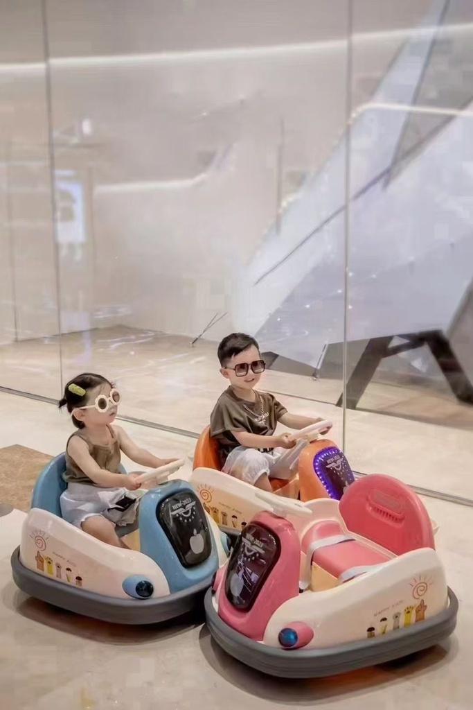 Mommy & Me Kids Electric Bumper Car By 7MD Powerful Dual Motors Single Seat Design and LED Headlights