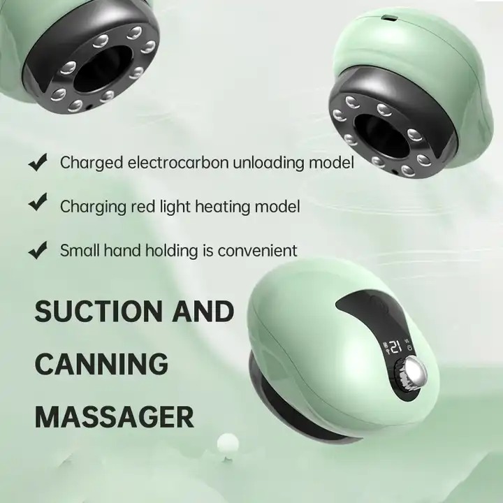 7MD Smart Electric Intelligent Cupping Massager with Red Light Therapy 12 Level Adjustable Pressure LCD Display Heat Function & Multi Mode Breathing for Pain Relief and Muscle Recovery |7MD2496|