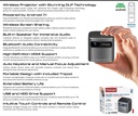 Promate Ultra Mini 1080P Rechargeable Auto Vertical Touch Control Wireless DLP Projector |CubeCast|