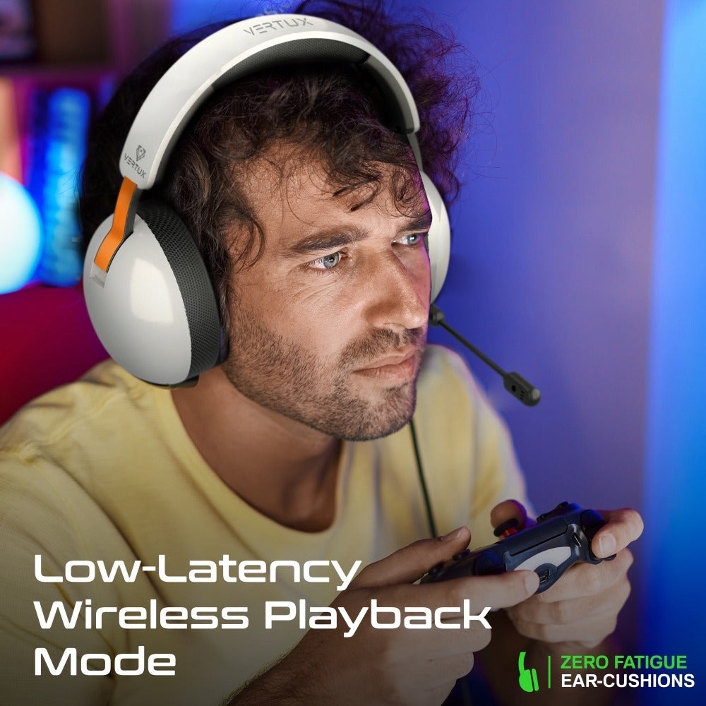 Vertux High Performance Tri Mode Connectivity Lag Free Gaming Headset with Retractable Microphone 80 Hours Playback & HD Quality Sound