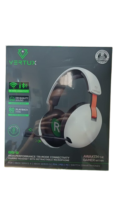 Vertux High Performance Tri Mode Connectivity Lag Free Gaming Headset with Retractable Microphone 80 Hours Playback & HD Quality Sound