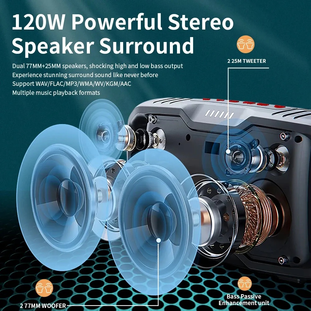 Cyboris 10000mAh 120W Deep Bass Multi Sync and DSP Audio Technology IPX6 Waterproof Powerful Wireless Speaker |Motor Boom X10|