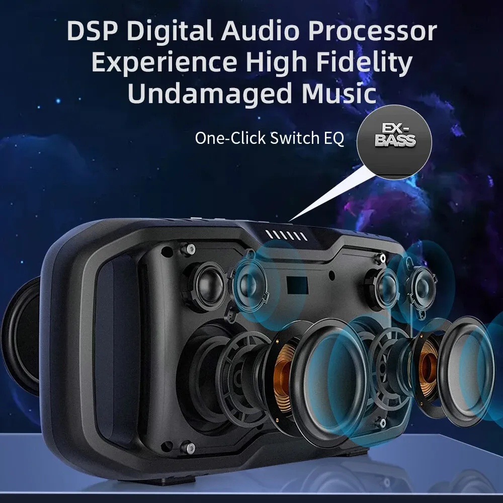Cyboris 10000mAh 120W Deep Bass Multi Sync and DSP Audio Technology IPX6 Waterproof Powerful Wireless Speaker |Motor Boom X10|