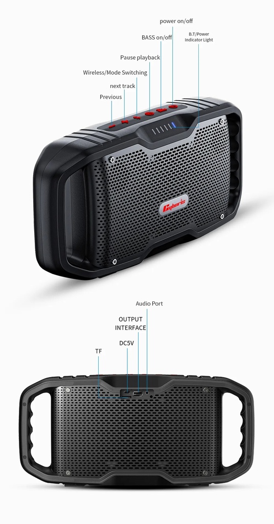 Cyboris 10000mAh 120W Deep Bass Multi Sync and DSP Audio Technology IPX6 Waterproof Powerful Wireless Speaker |Motor Boom X10|