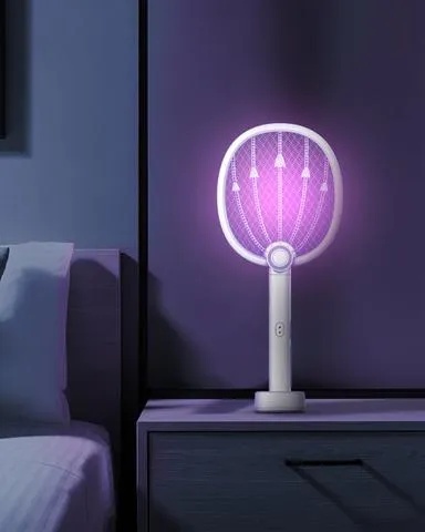 Taktik Mosquito Swatter with Built in LED Light 2700V Electric Insect Killer with Installation Base