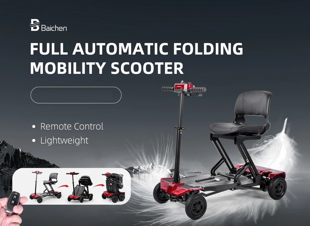 7MD High Performance Four Wheel Electric Automatic Folding Mobility Scooter for Disable Persons with Remote Control